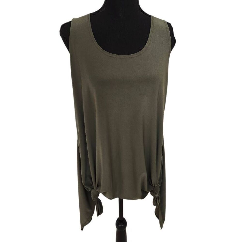 Pretty Woman Sleeveless Asymmetrical Lightweight Tank Top Avocado Green Medium